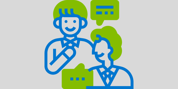 Grafik von zwei Personen, die mit einander reden